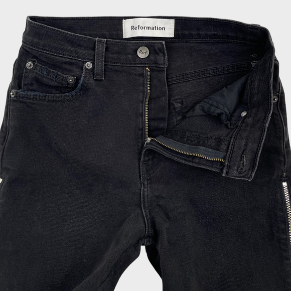 Reformation High Rise Side Zipper Black Jeans Women's Size 26 - Picture 9 of 15